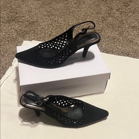 Calvin Klein Damaris black kid suede slingback - Picture 1 of 12